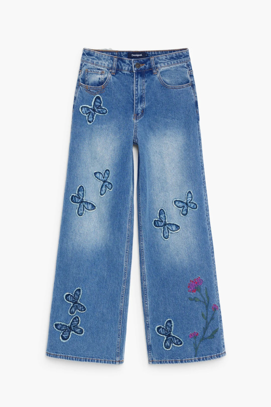 PANTALONI DENIM CU APLICATII