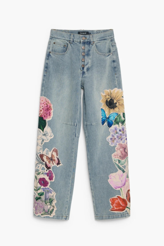 PANTALONI DENIM CU APLICATII