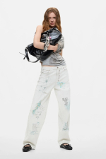 PANTALONI DENIM CU PRINT
