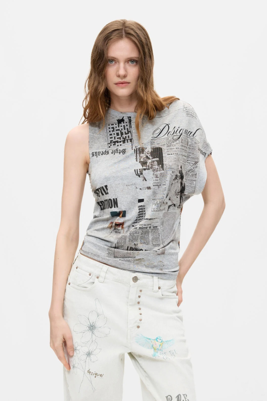 PANTALONI DENIM CU PRINT
