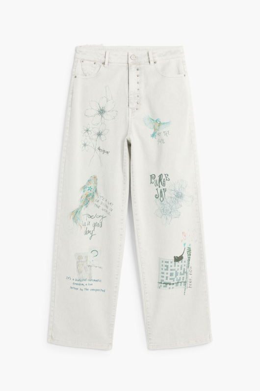 PANTALONI DENIM CU PRINT