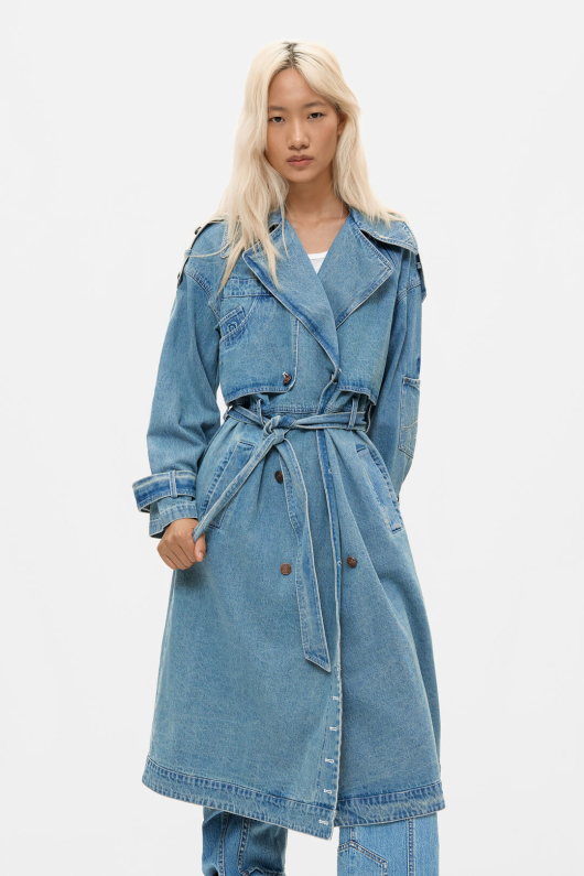 TRENCH LUNG DIN DENIM