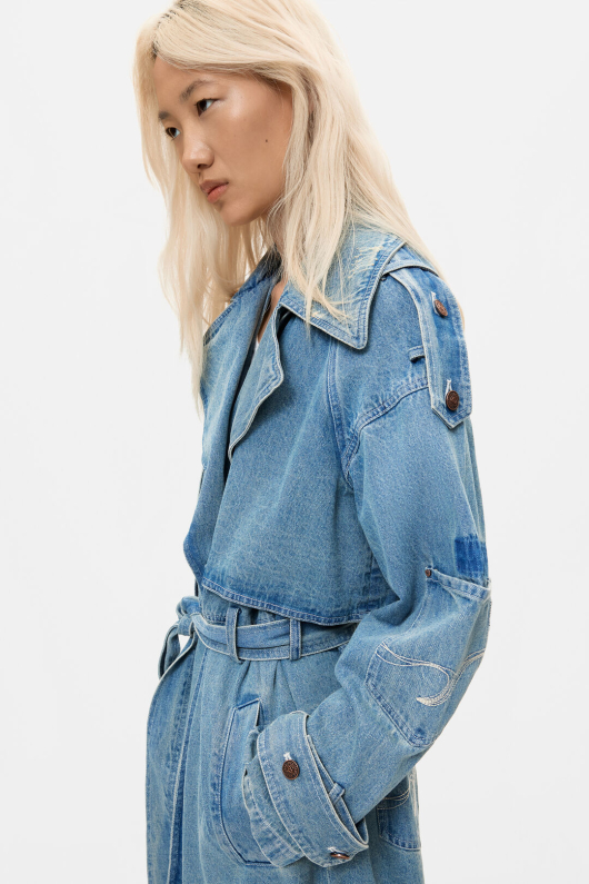 TRENCH LUNG DIN DENIM