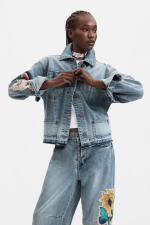 JACHETA DENIM CU PRINT FLORAL