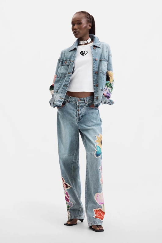 JACHETA DENIM CU PRINT FLORAL