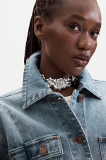 JACHETA DENIM CU PRINT FLORAL