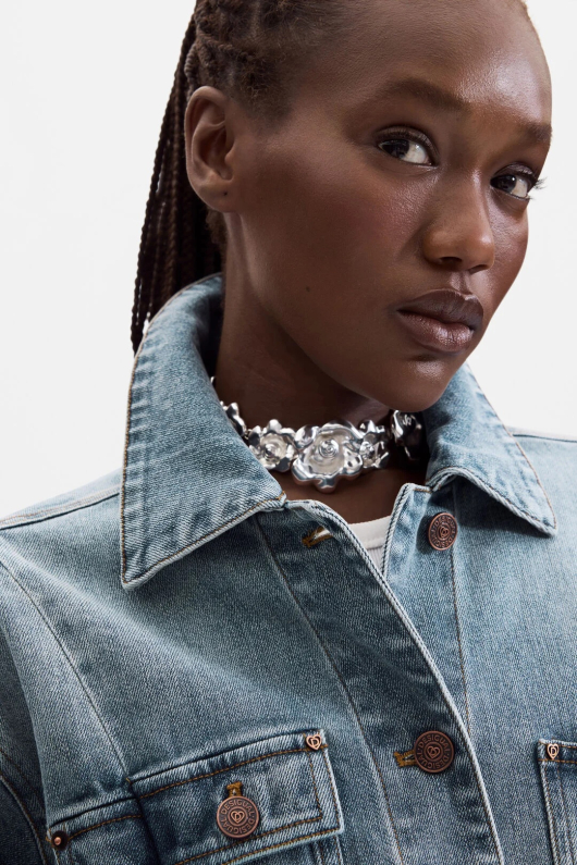 JACHETA DENIM CU PRINT FLORAL