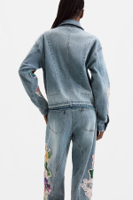 JACHETA DENIM CU PRINT FLORAL