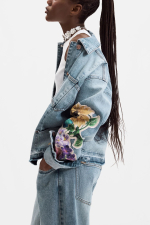 JACHETA DENIM CU PRINT FLORAL