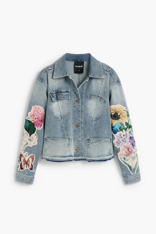 JACHETA DENIM CU PRINT FLORAL
