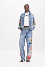 JACHETA DENIM CU PRINT FLORAL