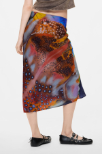 FUSTA MIDI, SATINATA, CU PRINT