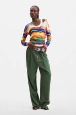 Pulover tricot subtire cu imprimeu