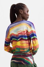 Pulover tricot subtire cu imprimeu