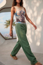 Pantaloni din tencel kaki
