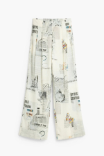 PANTALONI SUBTIRI CU PRINT NEWSPAPPER