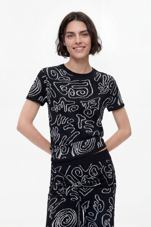 Tricou din tricotaj Jacquard