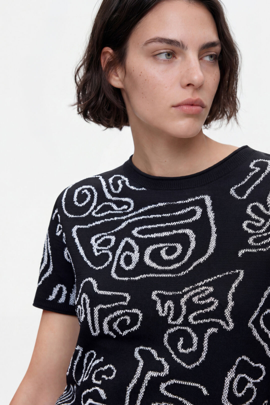Tricou din tricotaj Jacquard