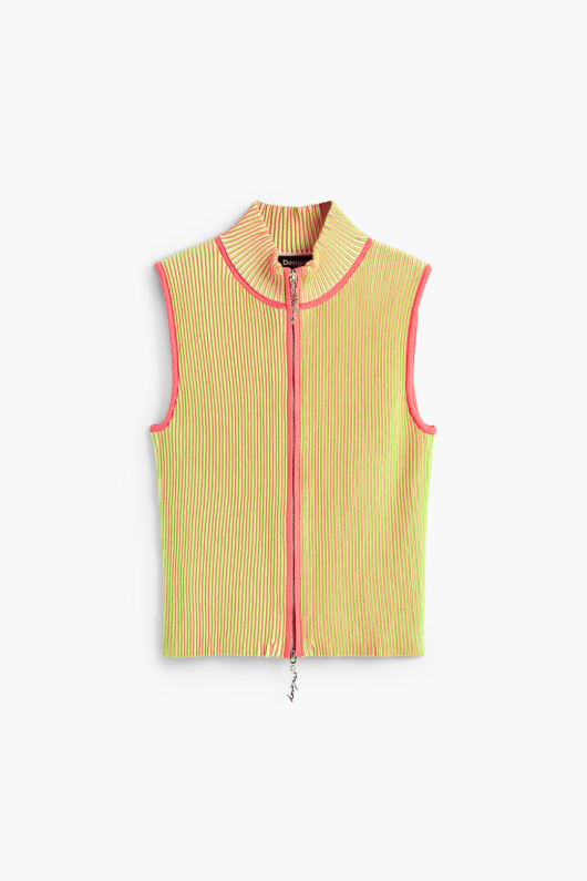 Bluza cu fermoar din tricot irizat