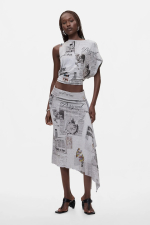 TRICOU ASIMETRIC, GRI CU PRINT