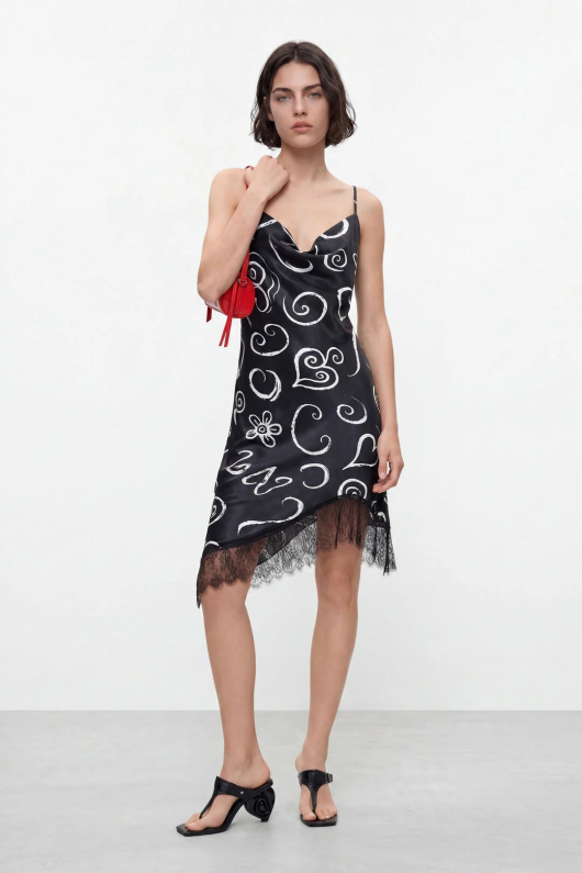 ROCHIE SATINATA CU PRINT