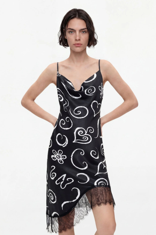 ROCHIE SATINATA CU PRINT