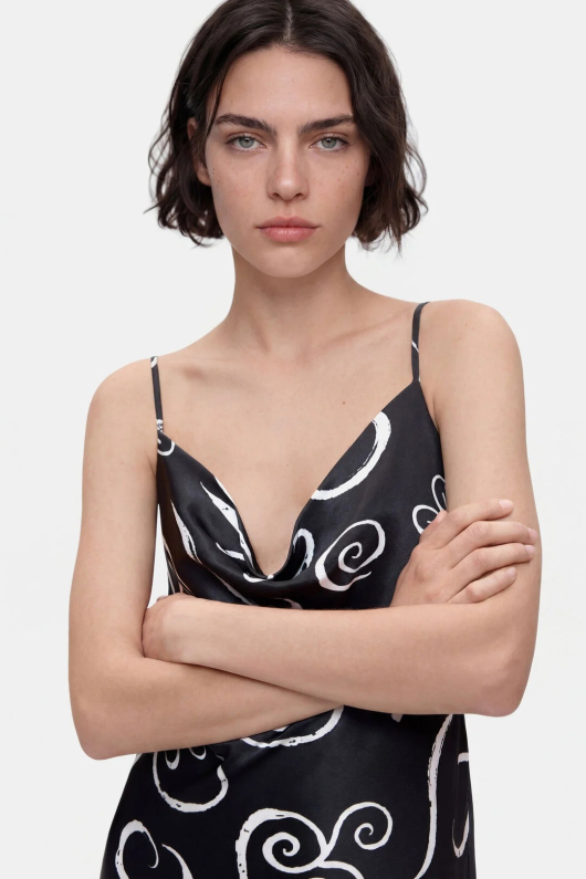 ROCHIE SATINATA CU PRINT
