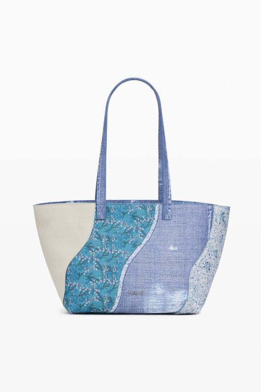 GEANTA SHOPPER, ALBASTRA CU PRINT