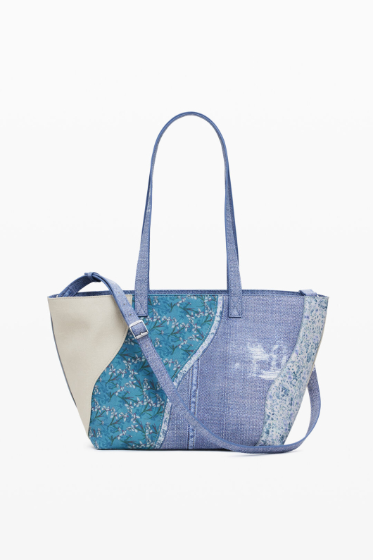 GEANTA SHOPPER, ALBASTRA CU PRINT