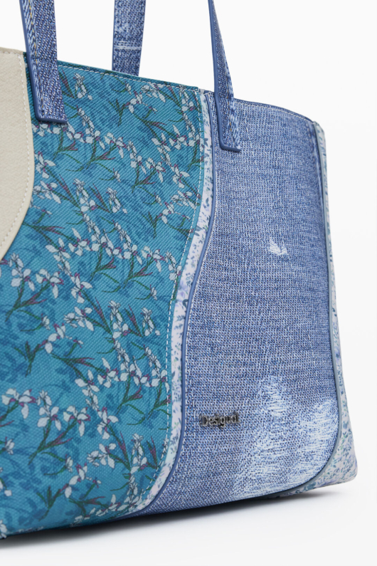 GEANTA SHOPPER, ALBASTRA CU PRINT