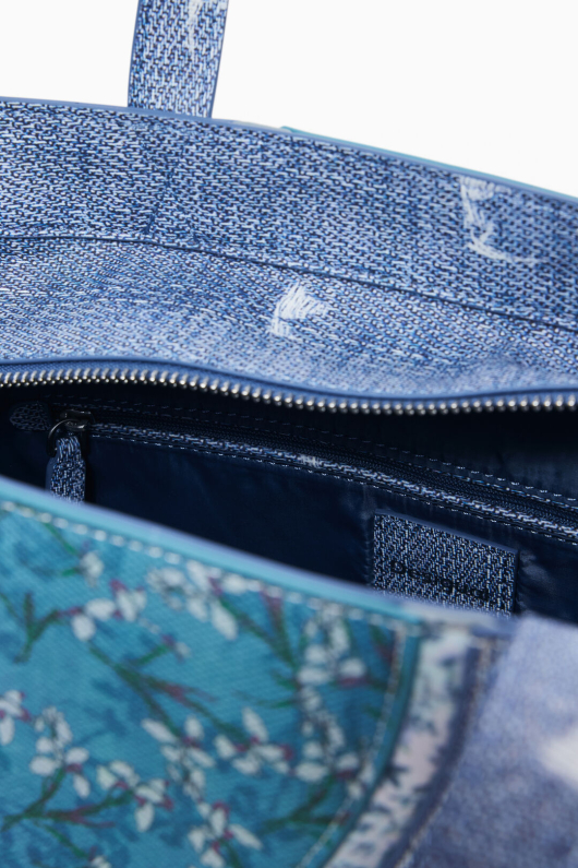 GEANTA SHOPPER, ALBASTRA CU PRINT
