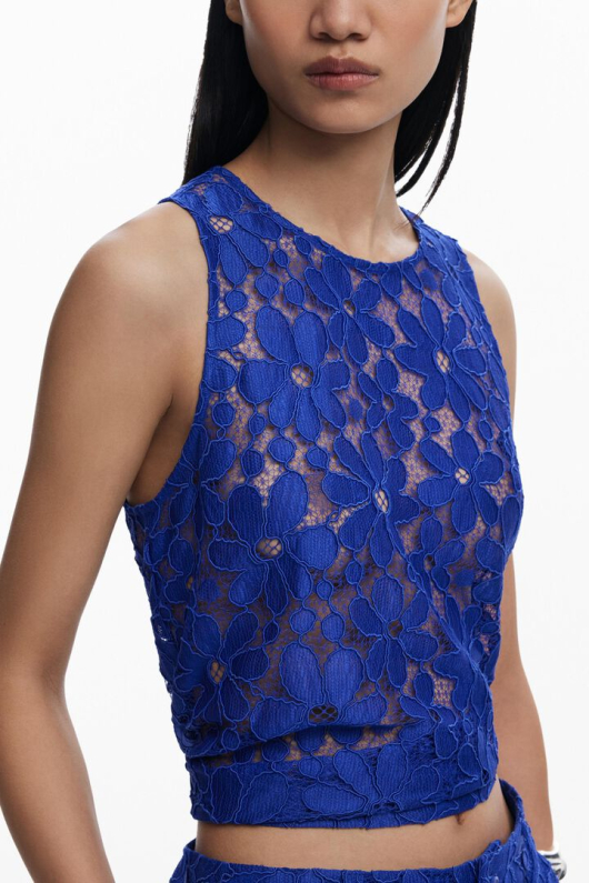 BLUZA ALBASTRA DIN DANTELA