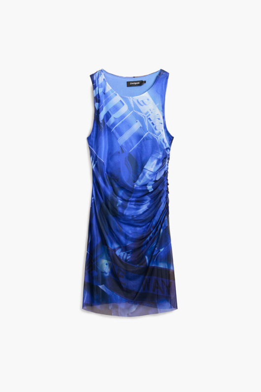 ROCHIE MINI DIN TULL, IN TONURI DE ALBASTRU