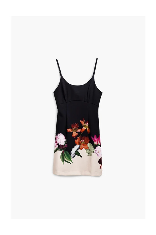 ROCHIE MINI, NEAGRA CU PRINT FLORAL