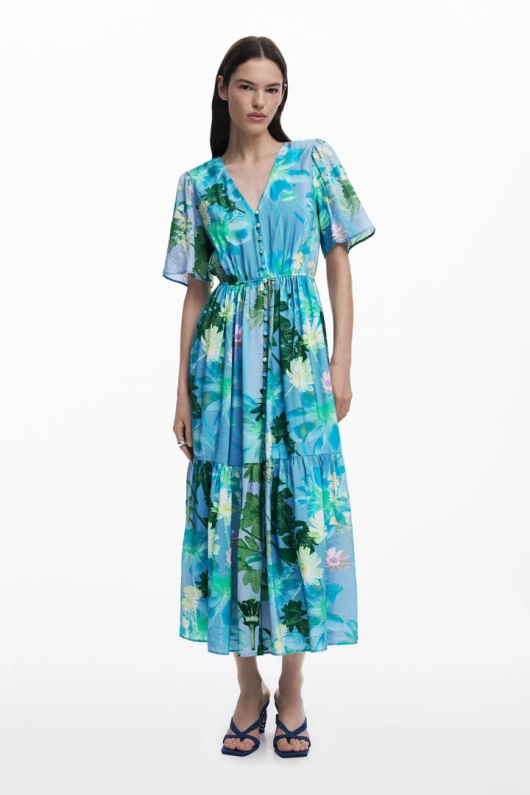 ROCHIE LUNGA CU PRINT FLORAL