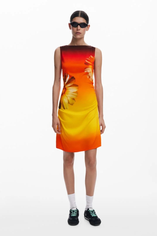 ROCHIE PORTOCALIE CU FLOARE