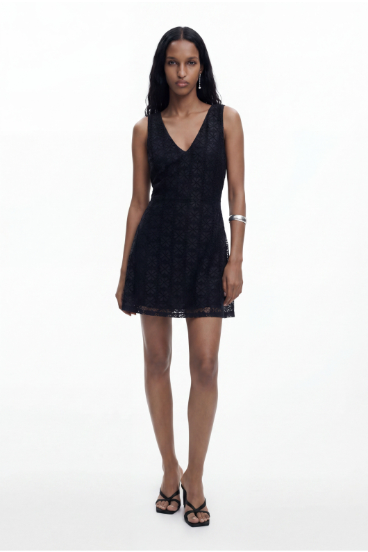 ROCHIE MIDI, NEAGRA, DIN DANTELA