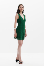 ROCHIE MIDI, VERDE, DIN DANTELA
