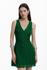 ROCHIE MIDI, VERDE, DIN DANTELA