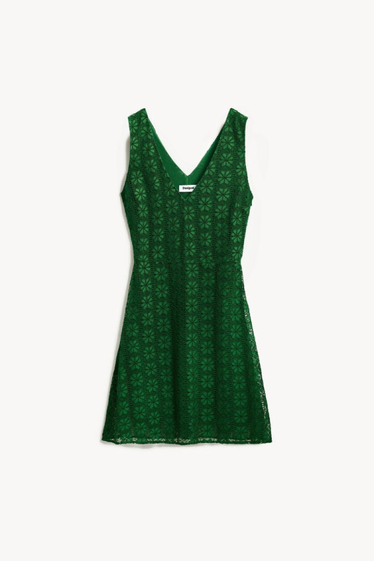 ROCHIE MIDI, VERDE, DIN DANTELA
