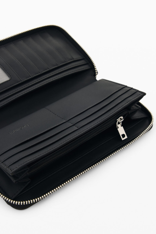 PORTOFEL NEGRU CU CAPSE METALICE