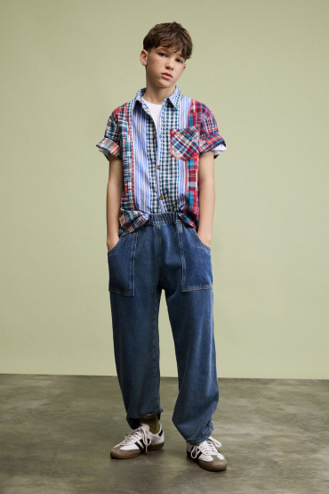 Pantaloni tricot efect denim