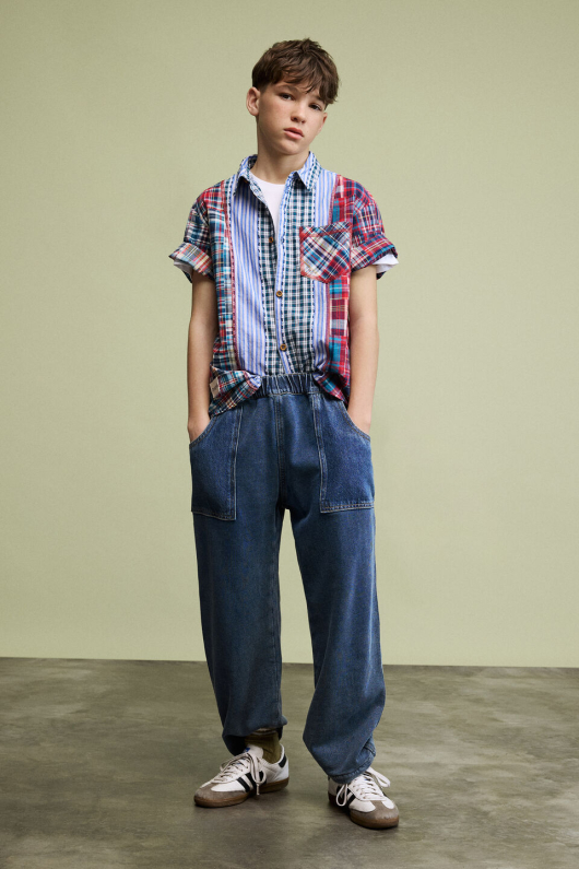 Pantaloni tricot efect denim
