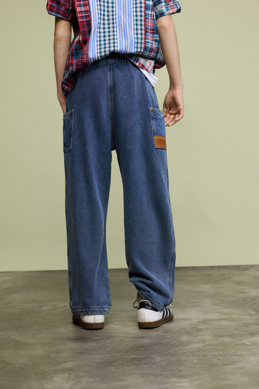 Pantaloni tricot efect denim