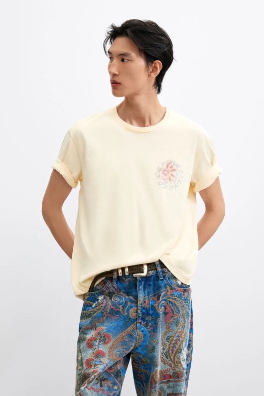 PANTALONI DENIM CU PRINT