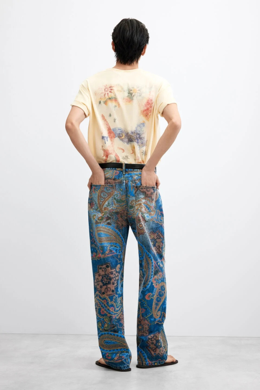 PANTALONI DENIM CU PRINT