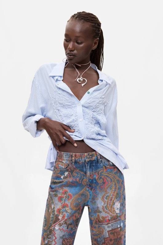 PANTALONI DENIM CU PRINT