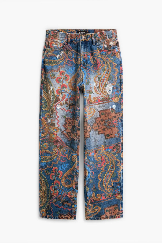 PANTALONI DENIM CU PRINT