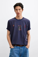 TRICOU ALBASTRU CU BRODERIE