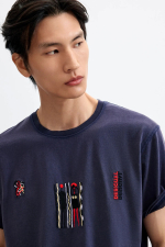 TRICOU ALBASTRU CU BRODERIE